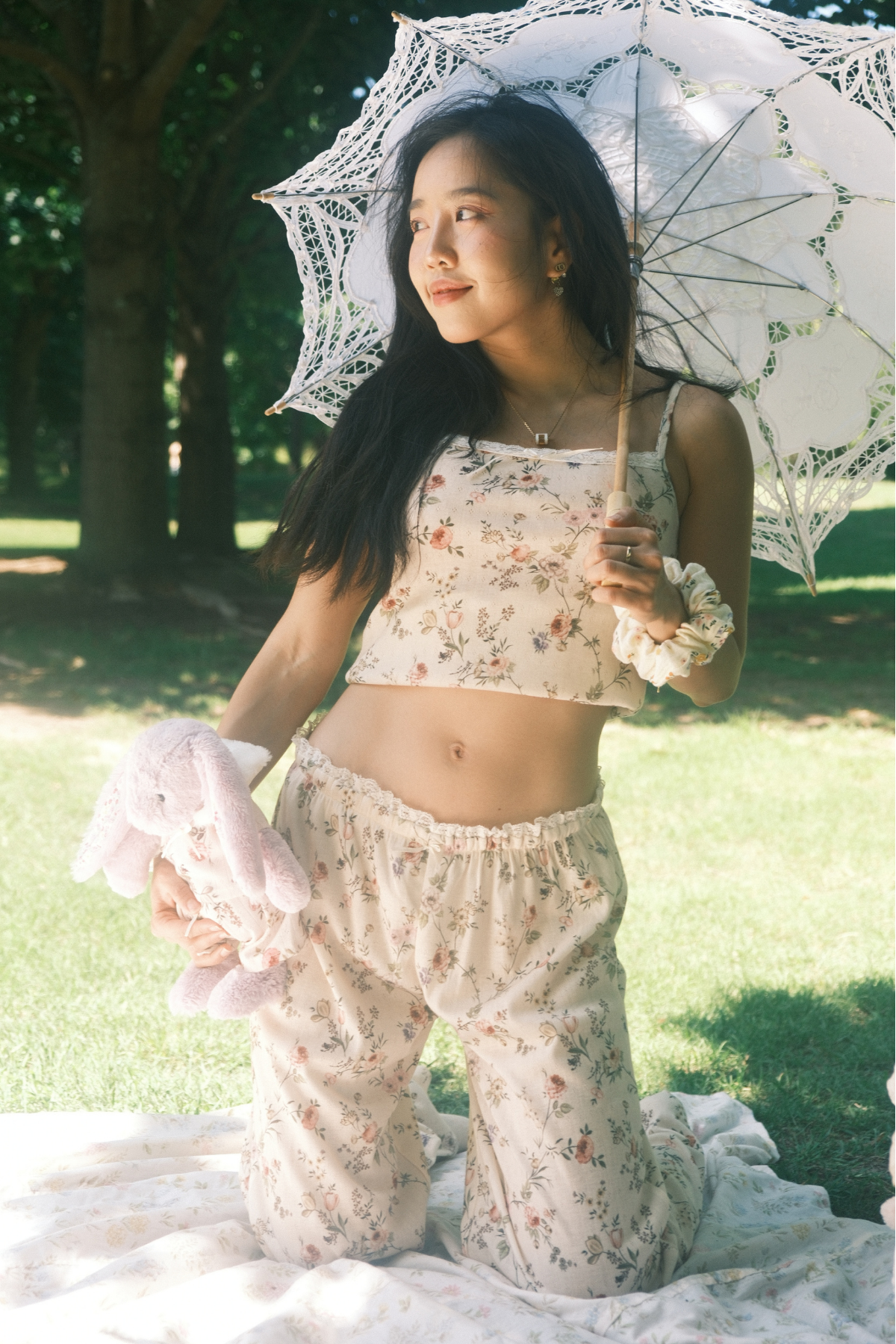 Long Cotton PJ Set in Rose Garden