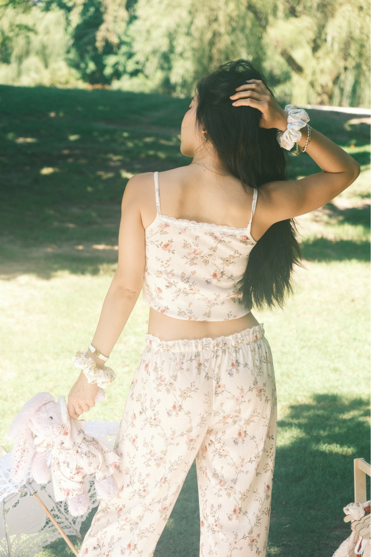 Long Cotton PJ Set in Rose Garden