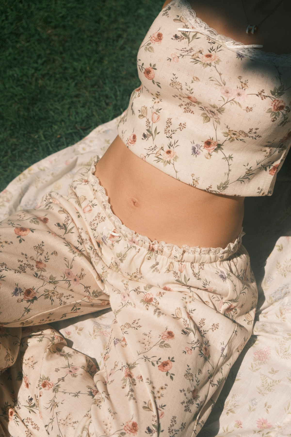 Long Cotton PJ Set in Rose Garden